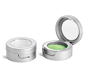 MagnaKoys Makeup Lip Balm Eyeshadow Cosmetic Container 3 ml Silver Plastic Compact Jars w/Hinged Lids & Clear Windows (3ml - 2 pcs. Hinged Lid Jar)