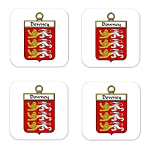 Downey Or Odowney Family Crest Square Coasters Coat of Arms Coasters - Set of 4