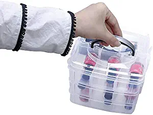 Gospire 3 Layers Portable Plastic Nail Art Makeup Container Storage Boxes Removable Dividers