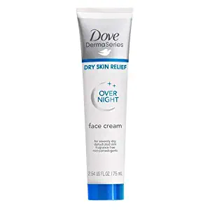 DOVE DERMASERIES FACE dry skin relief for dry, dehydrated skin fragrance, free overnight face cream, 2.54 Ounce