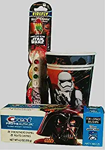 Crest 3pcs Firefly Ready Go Brush Light Up Oral Hygiene Set: Star Wars Storm Trooper Light Up Timer Toothbrush, Tube Pro-Health Jr. Toothpaste 4.2 oz, and Star Wars Rinse Cup