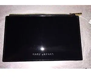Marc Jacobs black patent faux leather makeup bag cosmetic case pouch