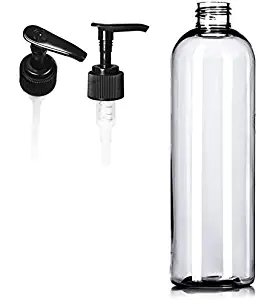 3 Pack 16 oz Empty Clear PET Plastic Bullet Round Bottles with Black Lotion Pumps BPA Free Shampoo Soap Lotion Body Wash Dish Wash Bottle