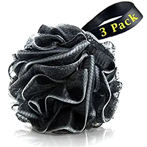 Bath Loofahs Sponge Shower Pouf Body Scrubber Ball Mesh Pouf Bath Sponge 3 Pack