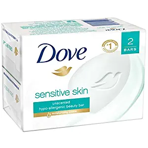 Dove Sensitive Skin Unscented Hypo-Allergenic Beauty Bar 4 oz, 2 ea (Pack of 2)