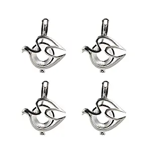 5x Silver Plate Dove Bird Pearl Cage Pendant DIY Essential Oil Diffuser Necklace Prom Woman Beautiful Bright Stylish For gift Lovely Cheap Jewerly Women