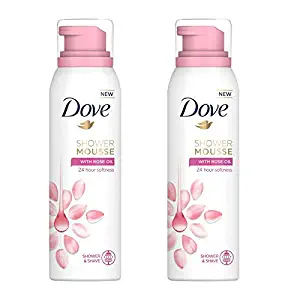 2 Pack Dove Shower Mousse with Rose Oil, 200ml