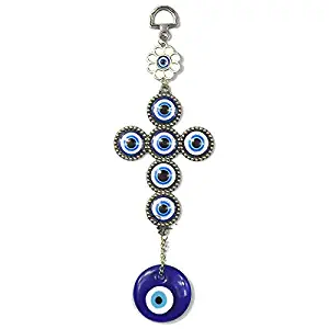 SHANGPIMU Turkish Blue Evil Eye Rhinestone Cross Wall Hanging Pendants Pendulum Amulets Lucky Charms Blessing Protection Gift A