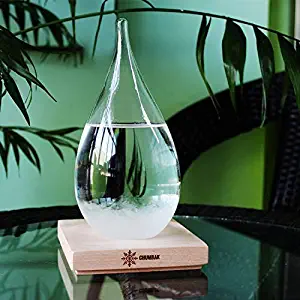 Storm Glass Weather Predictor -Weather Forecaster Weather Station Creative Crystal Glass Bottle Desktop Drops Craft Weather Station with Pure Wood Base-High Class Decoration on Home & Office (X-Large)