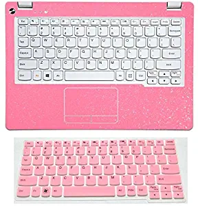 2in1 Wrist Palmrest Skin Sticker With Touchpad Cover+ Keyboard Protector for Lenovo ideapad 100s 11-inch, 110s 11-inch (shimmery pink palmrest cover+light pink keyboard skin)