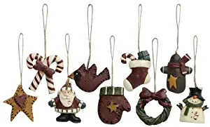 Old World Mini Christmas Ornaments 9 Piece Set Vintage Style Country Primitive Christmas Holiday Décor