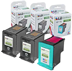LD Remanufactured Ink Cartridge Replacements for HP 74 & HP 75 (2 Black, 1 Color, 3-Pack)