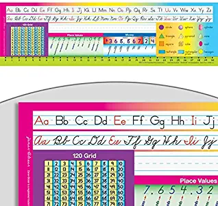 Really Good Stuff 165075 Print Cursive Zaner-Bloser Deluxe Plastic Desktop Helpers with 120 Grid - Set of 24