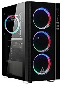 Montech Fighter 600 ATX Mid-Tower Computer Case/Pre-Installed Rainbow Fans4, High-Airflow, Full Mesh Panel, Pull-Out Glass, Hard Drive Installation, Magnetic Dust Filter/ATX, MicroATX, Mini-ITX