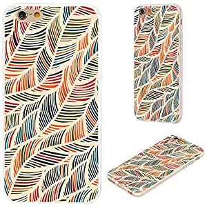 iPhone 6s Case,iPhone 6 Case,VoMotec [Floral series]Shockproof Anti-scratch Slim Flexible Soft TPU Protective Skin Cover Case For iPhone 6 6s 4.7 inch,orange black blue Feather Wave Decorative Pattern