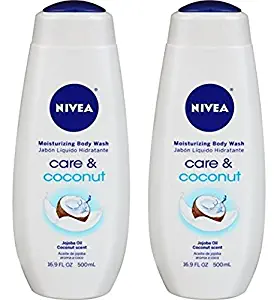 NIVEA Care and Coconut Moisturizing Body Wash 16.9 Fluid Ounce (Pack of 2)