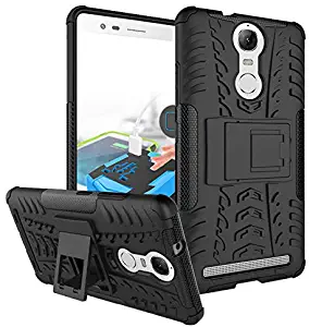 Imak Case for Lenovo K5 Note + Tempered Glass Screen Guard, 2in1 TPU/PC Combo [Dual Layer] [Integrated Kickstand] Rugged Heavy Duty Hybrid Armor, Shockproof Durable Tough Defender Cover (Black)