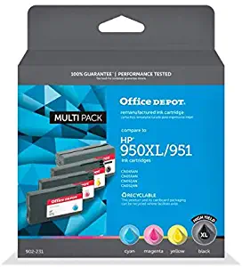 Office Depot Brand ODHP950XLK951CMY (HP 950XL and HP 951 / CN045AN CN050AN CN051AN CN052AN) Remanufactured Black/Color Ink Cartridge