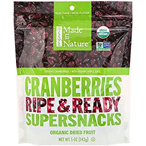 Organic Dried Cranberries, Ripe & Ready Supersnacks, 5 oz-pack of 4