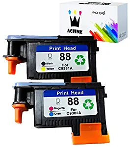 AceInk 2 Packs HP 88 Printheads with Latest Chips C9381A C9382A Compatible for HP Officejet Pro K5400 L7480 L7500 L7550 L7580 L7590 L7650 L7680 L7710 L7750 L7780 L7790 Printer (1BK/Y+1M/C)