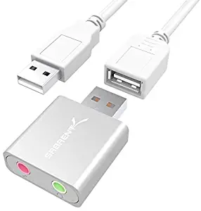 Sabrent Aluminum USB External Stereo Sound Adapter for Windows and Mac. Plug and Play No Drivers Needed. [Silver] (AU-EMAC)