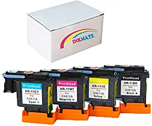 INKMATE Re-Manufactured Ink Printhead Replacement for 11 C4810A C4811A C4812A C4813A Printhead for Inkjet Designjet Printers (1Black/1Cyan/1Magenta/1Yellow, 4Pack)