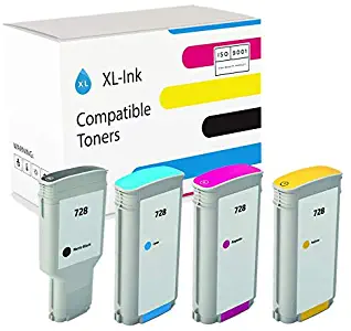 XL-Ink Compatible InkJets HP 728 Set 4-Pcs (300ml: Matte Black. 130ml: Cyan, Magenta, Yellow)