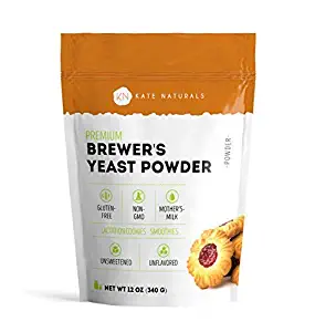 Brewer's Yeast Powder - Kate Naturals. Perfect for Lactation Cookies, Breastfeeding Supplement to Boost Mother's Milk. Gluten-Free & Non-GMO. Large Resealable Bag. 1-Year Guarantee. 12oz.