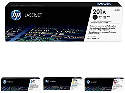 HP 201A Black and HP 201A Cyan/Magenta/Yellow Toner Cartridge Bundle (CF400A, CF401A, CF402A, CF403A)