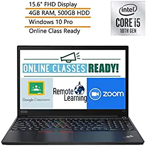 2020 Lenovo ThinkPad E15 15.6" FHD Business Laptop Computer, Intel Quad-Core i5-10210U, 8GB DDR4 RAM, 256GB PCIe SSD+500GB HDD, Windows 10 Pro, iPuzzle DVD , Webcam, Microphone, Online Class Ready