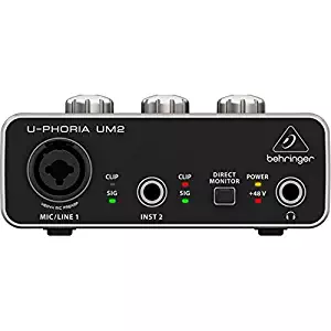 BEHRINGER Audio Interface 1x XLR/TRS 1x 1/4" 2X RCA USB, Black 1-Channel UM2