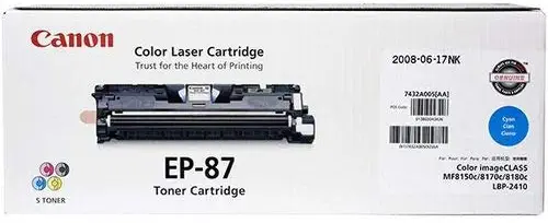 Canon Genuine Toner, Cartridge EP-87 Cyan (7432A005), 1 Pack, for Canon Color imageCLASS MF8170c, MF8180c Laser Printers