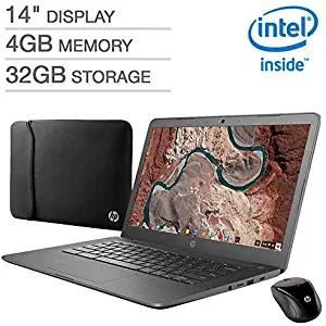 2019 HP 14-inch Chromebook FHD (1920 x 1080) Laptop PC, Intel Celeron N3350 Processor, 4GB RAM, 32GB eMMC, No Optical Drive, Bluetooth, Chrome OS, Bonus Sleeve & Wireless Mouse, Chalkboard Gray