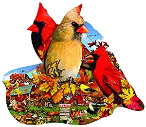 Fall Cardinals Shaped - Bird Shaped Nature Puzzle - 800 Pc Jigsaw Puzzle by SunsOut