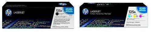 HP 125A Black, Cyan, Magenta, Yellow Toner Cartridges (CB540A, CB541A, CB542A, CB543A) for HP Color LaserJet CP1215, CP1515, CP1518, CM1312, 4 Cartridge Bundle