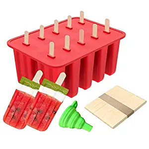 Homemade Popsicle Molds Shapes, Food Grade Silicone Frozen Ice Popsicle Maker BPA-Free, with 50 Popsicle Sticks and a Silicone Funnel