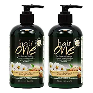 Hair One Hair Cleanser and Conditioner for All Hair Types with Sweet Almond Oil 355ml / 12oz"Pack of 2"