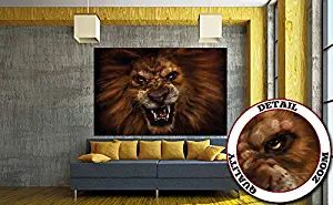 GREAT ART Poster – Call of The Lion – Picture Decoration Roaring Wild Animal Jungle King Nature Illustration Big Cat Panthera Leo Image Photo Decor Wall Mural (55x39.4in - 140x100cm)
