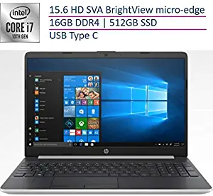 2020 HP Pavilion 15t High Performance Flagship Laptop, 15.6" HD Display, 10th Gen Intel Quad-Core i7-10510U, 16GB DDR4, 512GB SSD, Bluetooth, WiFi, HDMI, Ethernet RJ-45, USB Type C, Windows 10