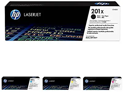 HP 201X High Yield Black and HP 201X High Yield Cyan/Magenta/Yellow Toner Cartridge Bundle (CF400X, CF401X, CF402X, CF403X)