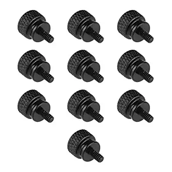 Bluecell 10pcs M3.5 Computer Case Threaded Knurled Thumb Screw, 6#-32 Thread Type (Black)