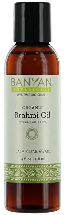 Banyan Botanicals Brahmi Oil with Sesame Base - USDA Certified Organic - Ayurvedic Skin & Hair Oil with Gotu Kola & Bacopa - Calms The Mind